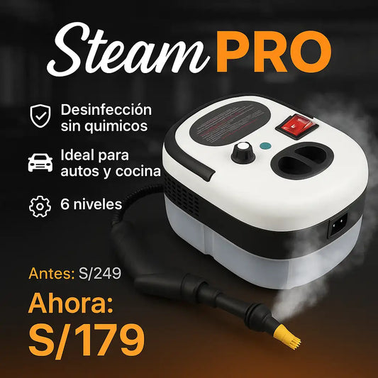 Limpiador a Vapor Presurizado 2500W – Desinfección rápida y profunda