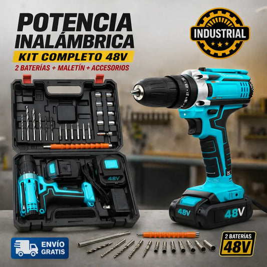Taladro Inalambrico Doble Bateria + Accesorios
